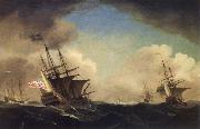 Monamy, Peter A squadron of English ships beating to windward in a gale china oil painting reproduction